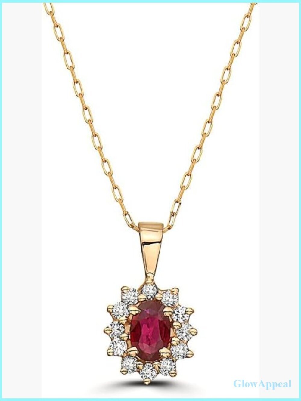 1/4 Carat Diamond Oval Halo Pendant Necklace 14k Gold Lobster Clasp